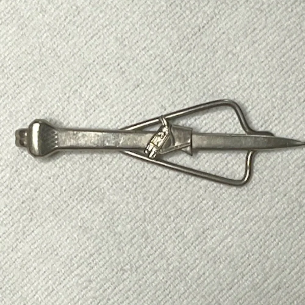 VTG Silver Tone Horse Head Equine Money Tie Clip Bar 2.5